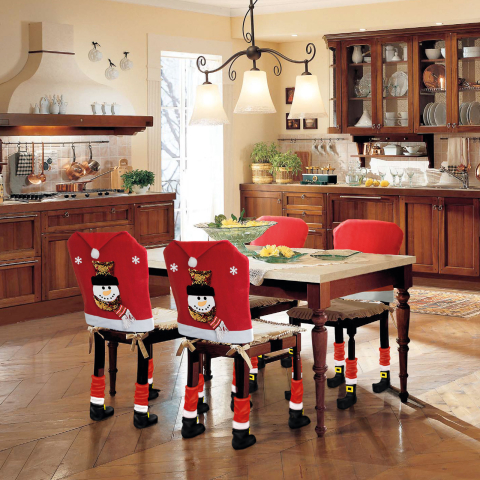 Karácsonyi székdekor szett - Hóember - 50 x 60 cm - piros/fehér