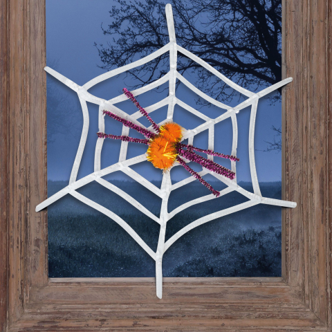 Pókháló pókkal - halloween-i dekoráció - fehér