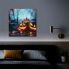 Halloween-i LED-es hangulatkép - fali akasztóval, 2 x AA, 30 x 30 cm