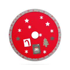 Karácsonyfa alá terítő - 97 cm - poliészter - szürke / piros
