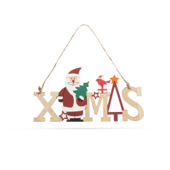Karácsonyi dekor fából - mikulásos - akasztóval - 17 x 9 cm