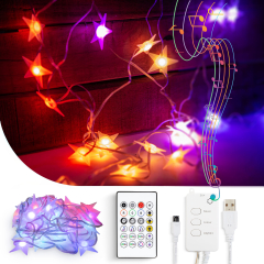 Smart fényfüzér - csillag - zene mód - USB - 25 RGB LED - 5 m - Bluetooth